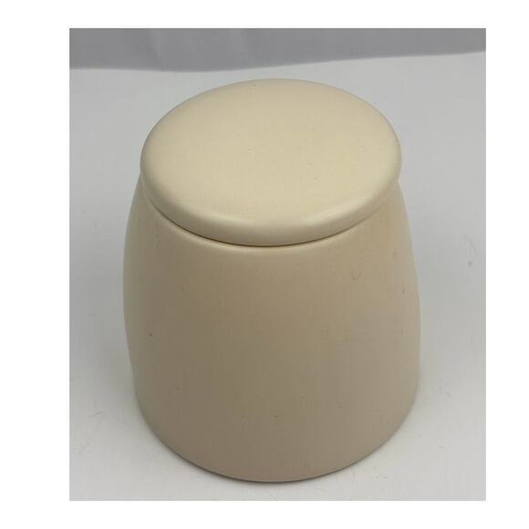 Umbra Mono Beige Ceramic Canister Lidded Jar Minimalist 5" - Picture 6 of 15
